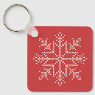 Weihnachtsfeiertag strickte Schneeflocke nordische Schlüsselanhänger