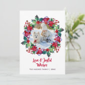 Weihnachtsfeiertag Strumpf Blumenkranz Foto Feiertagskarte (Stehend Vorderseite)