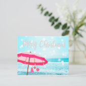 Weihnachtsfeiertag Sunshine Beach Szene Regenschir Postkarte (Stehend Vorderseite)