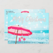 Weihnachtsfeiertag Sunshine Beach Szene Regenschir Postkarte (Vorne/Hinten)