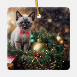 Weihnachtsfeiertag Super Niedlich Siamese Katze Ki Keramikornament