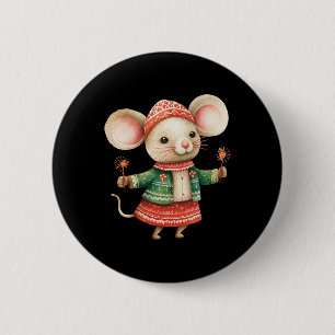 Weihnachtsfeiertag Süße Maus Weihnachten  Button