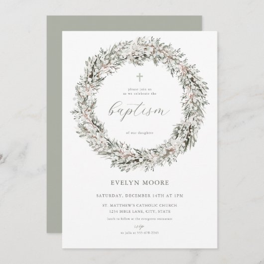 Weihnachtsfeiertag - Taufe Einladung (Vorne/Hinten)