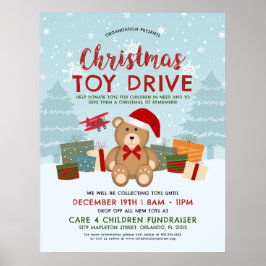 Weihnachtsfeiertag Teddy Bear Toy Drive Fundraiser Poster