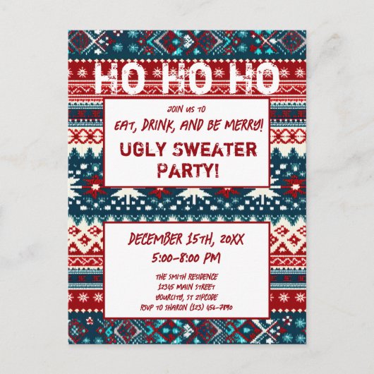 Weihnachtsfeiertag Ugly Sweater Party Postkarte (Vorderseite)