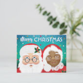Weihnachtsfeiertag und Frau Claus Biracial Postkarte (Stehend Vorderseite)