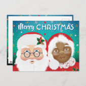 Weihnachtsfeiertag und Frau Claus Biracial Postkarte (Vorne/Hinten)