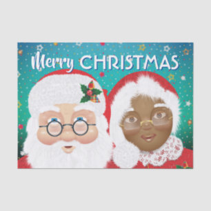 Weihnachtsfeiertag und Frau Claus Biracial Seidenpapier