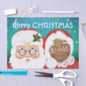 Weihnachtsfeiertag und Frau Claus Biracial Seidenpapier (Handwerk)