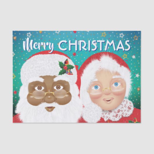 Weihnachtsfeiertag und Frau Claus Biracial Seidenpapier (Vorderseite)