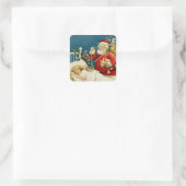 Weihnachtsfeiertag und Kleines schlafendes Mädchen Quadratischer Aufkleber (Tasche)