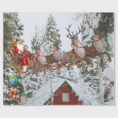 Weihnachtsfeiertag und sein Rentier fliegen groß Geschenkpapier (Flach)