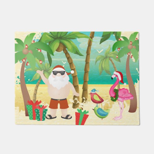 Weihnachtsfeiertag und tropische Vögel Fußmatte (Vorderseite)