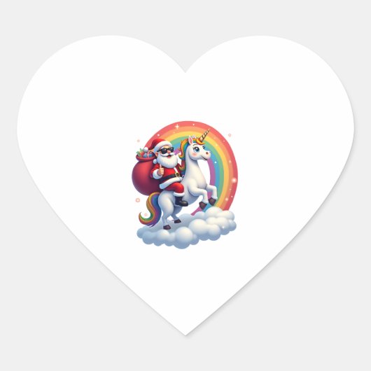 Weihnachtsfeiertag - Unicorn Herz-Aufkleber (Vorderseite)