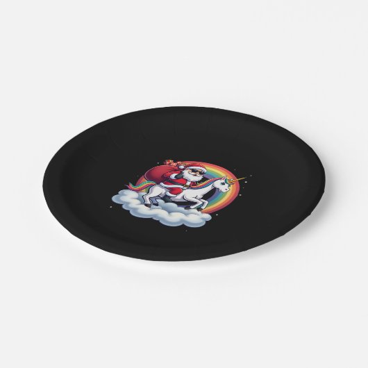 Weihnachtsfeiertag - Unicorn Pappteller (Schrägansicht)