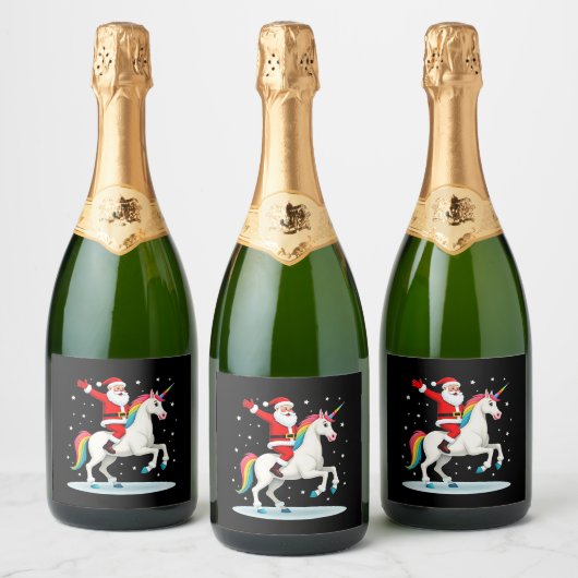 Weihnachtsfeiertag - Unicorn Schaumweinetikett (Flaschen)