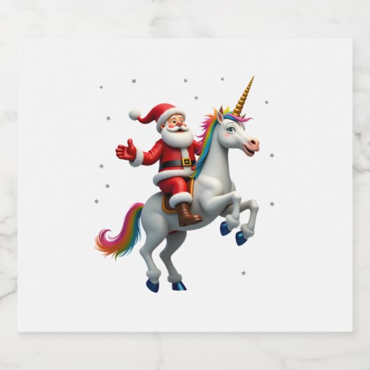 Weihnachtsfeiertag - Unicorn Schaumweinetikett (Einzelnes Label)