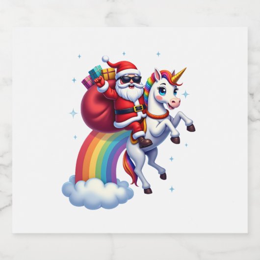 Weihnachtsfeiertag - Unicorn Schaumweinetikett (Einzelnes Label)