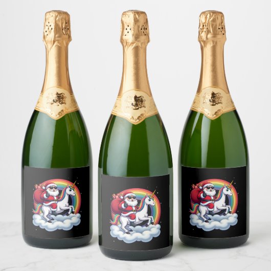 Weihnachtsfeiertag - Unicorn Schaumweinetikett (Flaschen)