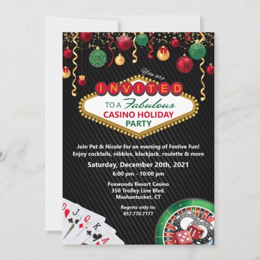 Weihnachtsfeiertag Vegas Casino Party Einladung (Vorderseite)