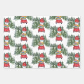 Weihnachtsfeiertag Vintag Red Car Barn Tree Black Geschenkpapier Set (Vorderseite 2)