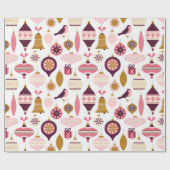 Weihnachtsfeiertag Vintag Retro Dekorationen Baubl Geschenkpapier (Flach)