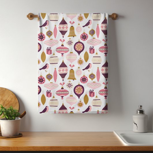 Weihnachtsfeiertag Vintag Retro Dekorationen Baubl Geschirrtuch