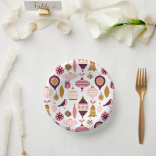 Weihnachtsfeiertag Vintag Retro Dekorationen Baubl Pappteller