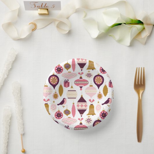 Weihnachtsfeiertag Vintag Retro Dekorationen Baubl Pappteller (Hochzeit)