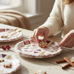Weihnachtsfeiertag Vintag Retro Dekorationen Baubl Pappteller