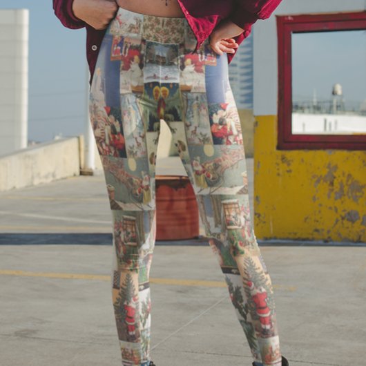 Weihnachtsfeiertag Vintag Weihnachtskarte Leggings
