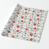 Weihnachtsfeiertag Wasserfarbe Poinsettia Florenz Geschenkpapier (Ungerollt)
