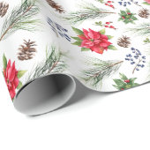 Weihnachtsfeiertag Wasserfarbe Poinsettia Florenz Geschenkpapier (Rolleneckpunkt)
