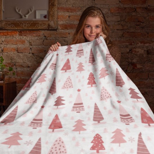 Weihnachtsfeiertag Wasserfarbe Rosa Rosengoldene B Fleecedecke