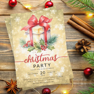 Weihnachtsfeiertag Watercolor Company Snow Gold Einladung