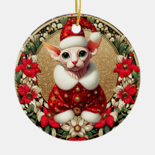 Weihnachtsfeiertag Weihnachtsfeier Sphynx Katze Keramik Ornament