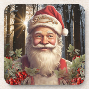 Weihnachtsfeiertag Weihnachtsmann schneebedeckte W Getränkeuntersetzer