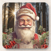 Weihnachtsfeiertag Weihnachtsmann Schneewald Getränkeuntersetzer (Vorderseite)