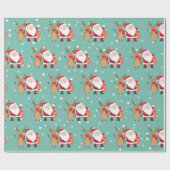 Weihnachtsfeiertag Weihnachtsmann und Hirschminke Geschenkpapier (Flach)