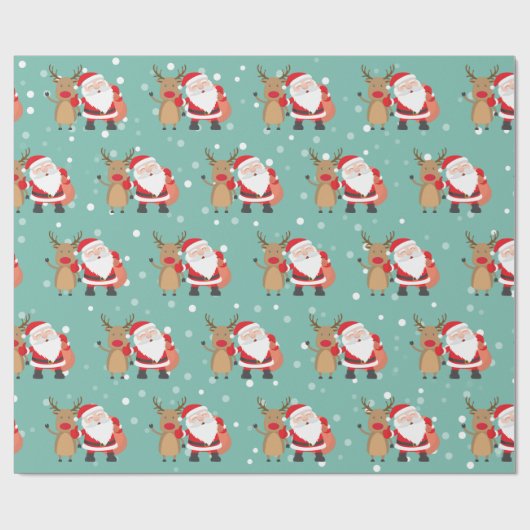 Weihnachtsfeiertag Weihnachtsmann und Hirschminke  Geschenkpapier (Flach)