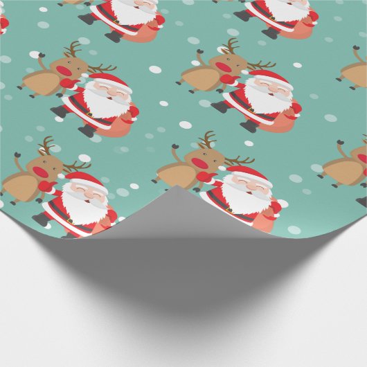 Weihnachtsfeiertag Weihnachtsmann und Hirschminke Geschenkpapier (Ecke)