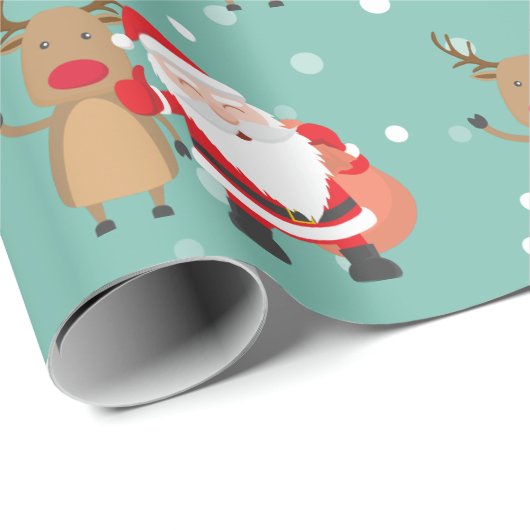Weihnachtsfeiertag Weihnachtsmann und Hirschminke  Geschenkpapier (Rolleneckpunkt)
