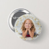 Weihnachtsfeiertag - Weiße und goldene Schneeflock Button (Vorne & Hinten)