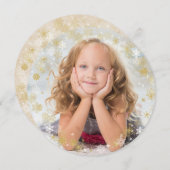 Weihnachtsfeiertag - Weiße und goldene Schneeflock Feiertagskarte (Vorne/Hinten)