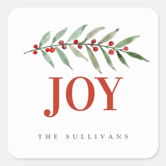 Weihnachtsfeiertag Winter Berry Square Sticker (Vorderseite)