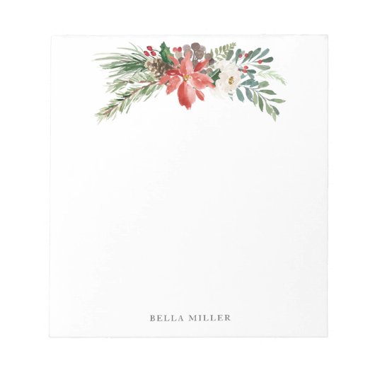 Weihnachtsfeiertag Winter Blumengestation Notepad Notizblock (Vorderseite)