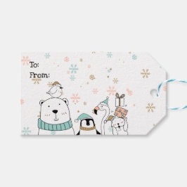 Weihnachtsfeiertag Winter Doodle Tiere Geschenkanhänger