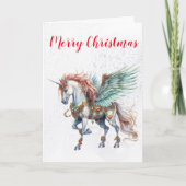 Weihnachtsfeiertag Winter Einhorn Karte (Vorderseite)