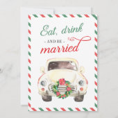 Weihnachtsfeiertag Winter Rote Grüne Reisen Hochze Einladung (Rückseite)