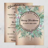 Weihnachtsfeiertag Wintermenü Rose Wreath Menükarte (Vorne/Hinten)